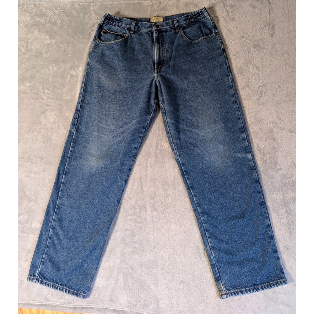 Men's LL Bean Comfort Waist Flannel Lined Jeans 36X31 Straight Leg Regular Fit
